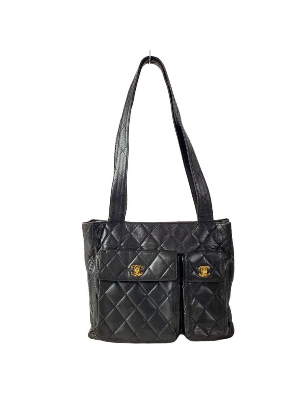 Chanel Tote Quilted Black Gold Lambskin